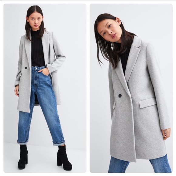 zara light grey coat